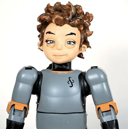 Robokind Zeno, a small walking humanoid with an expressive face created by Hanson Robotics.