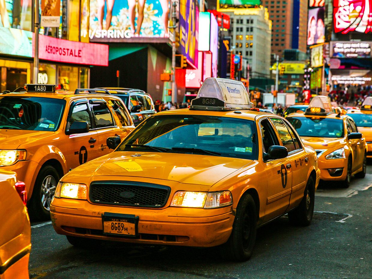 Taxis in New York. 