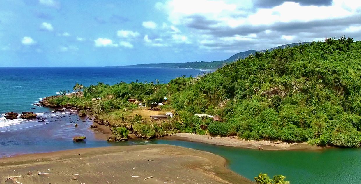 Drone aerial view of the South Pacific island nation of Vanuatu.