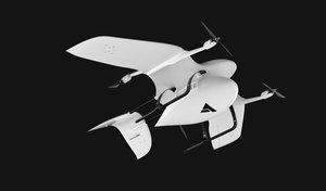 The Wingcopter drone has both fixed wings and propellors. 