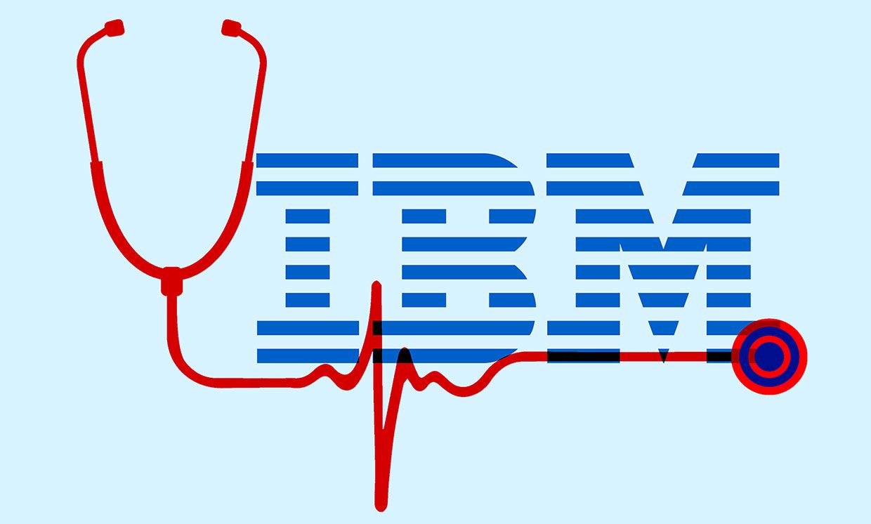 Illustration of IBM logo with stethoscope.