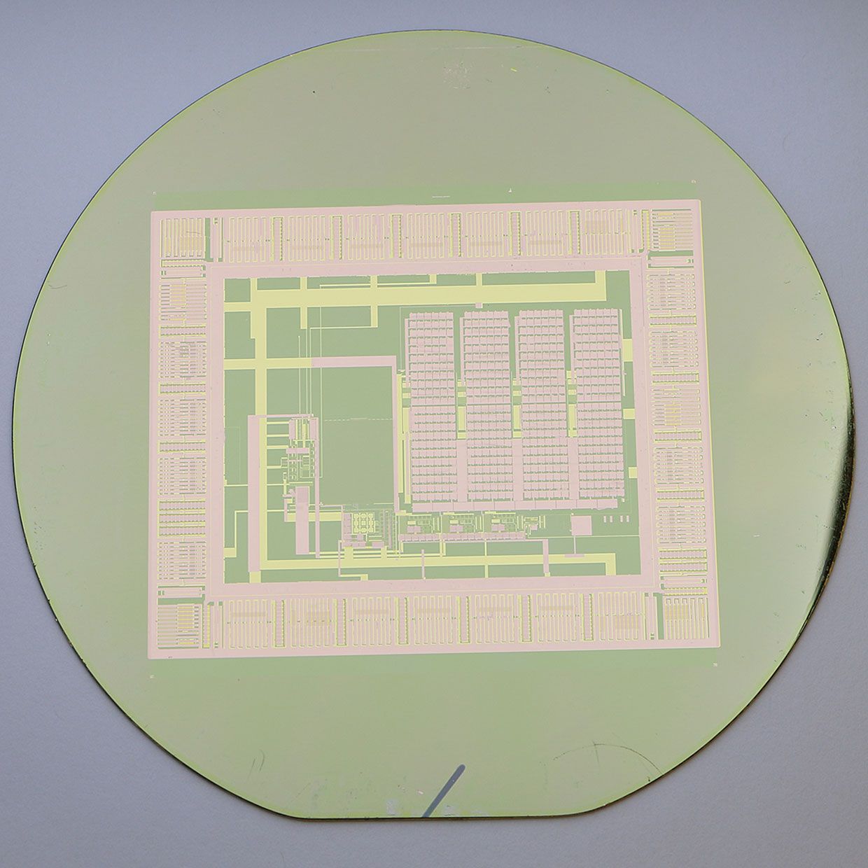 The thin-film electronic circuit can peel easily from its silicon wafer with water, making the wafer reusable for building a nearly infinite number of circuits. 
