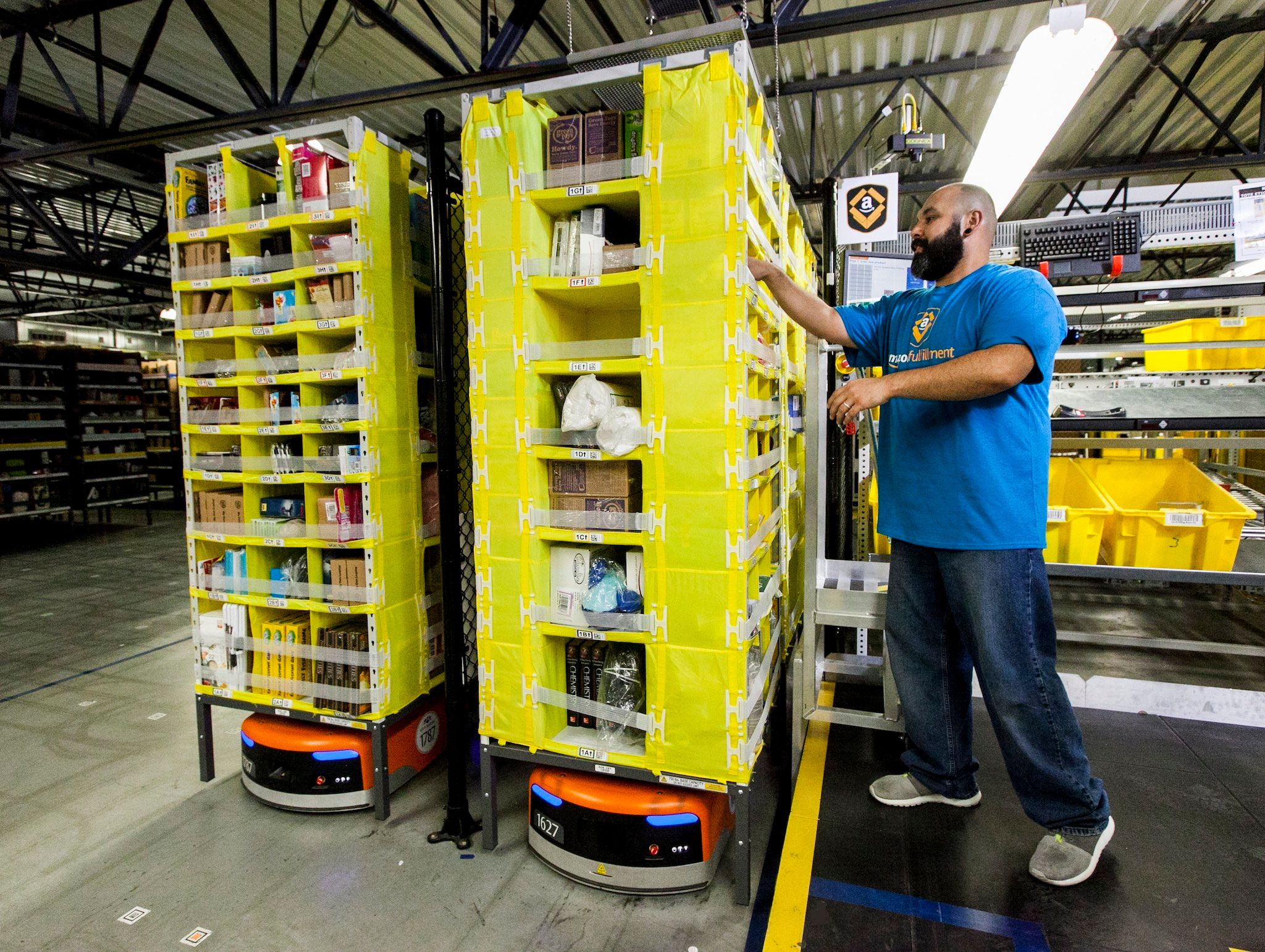 Amazon robots at a fulfillment center
