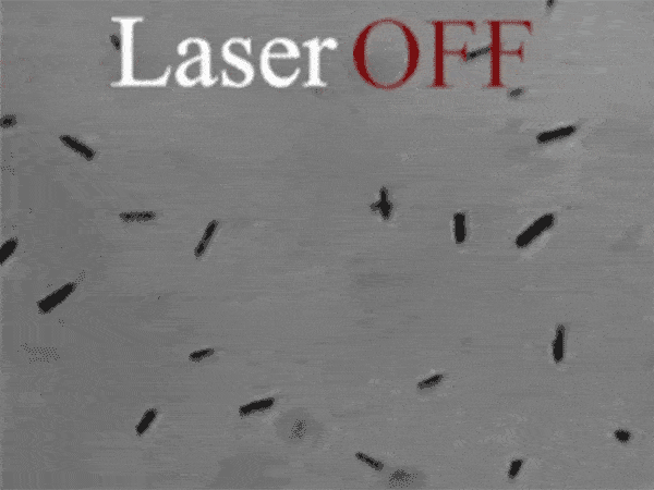 Gif showing laser off and laser on effects