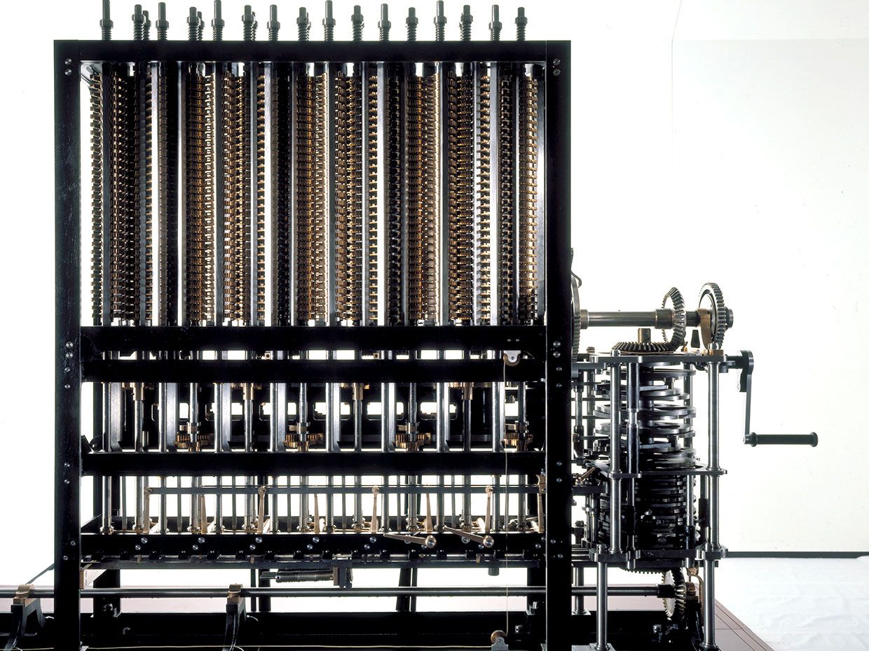 British computing pioneer Charles Babbage (1791-1871) designed Difference Engine No 2 between 1847 and 1849, as part of his attempt to mechanise the production of mathematical tables. The calculating section of the Engine weighs 2.6 tonnes and consists of 4000 separate parts