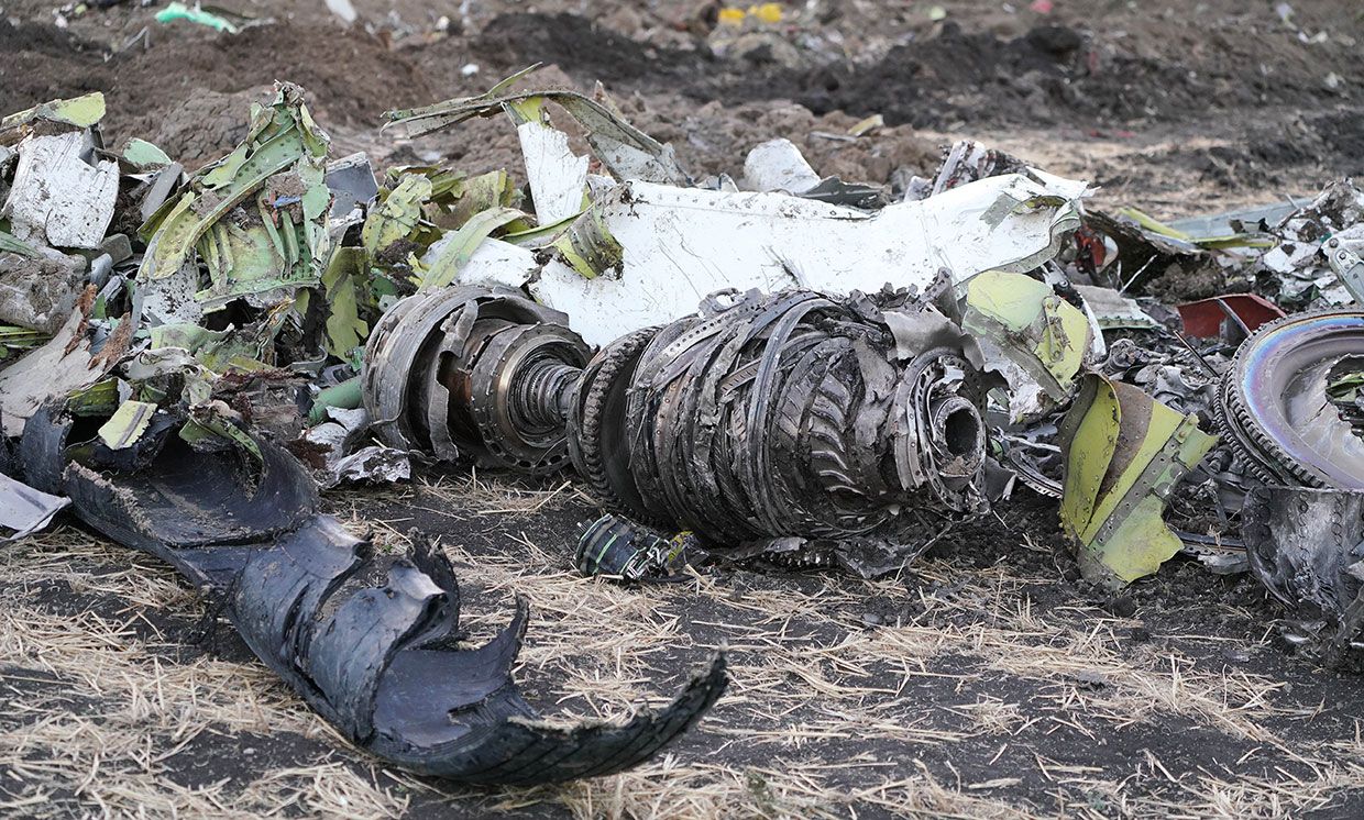 Photo of the crash site showing engine.
