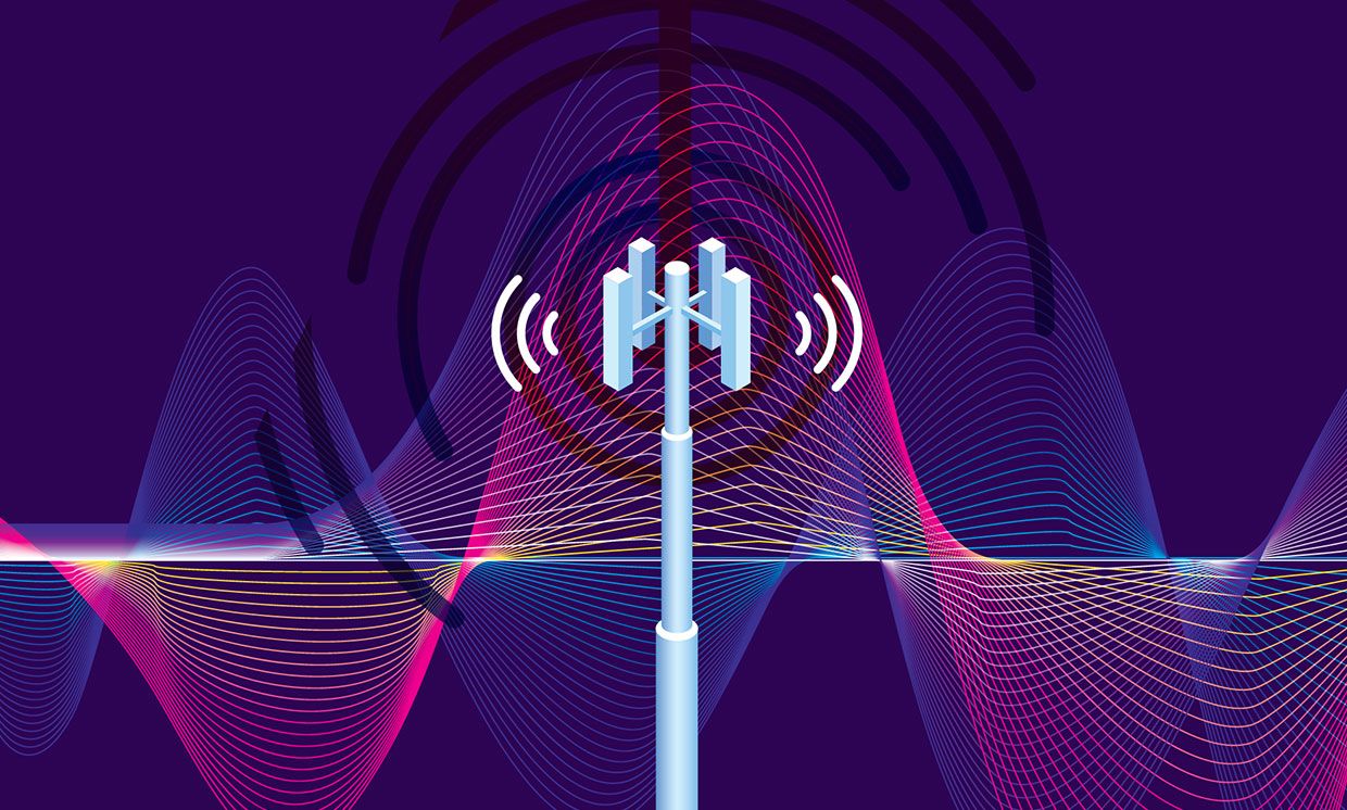 Illustration of a base station and waves.