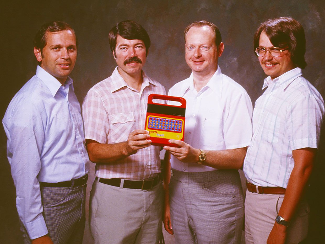 The Speak & Spell designers: [from left] Gene Frantz, Richard Wiggins, Paul Breedlove, and Larry Brantingham.