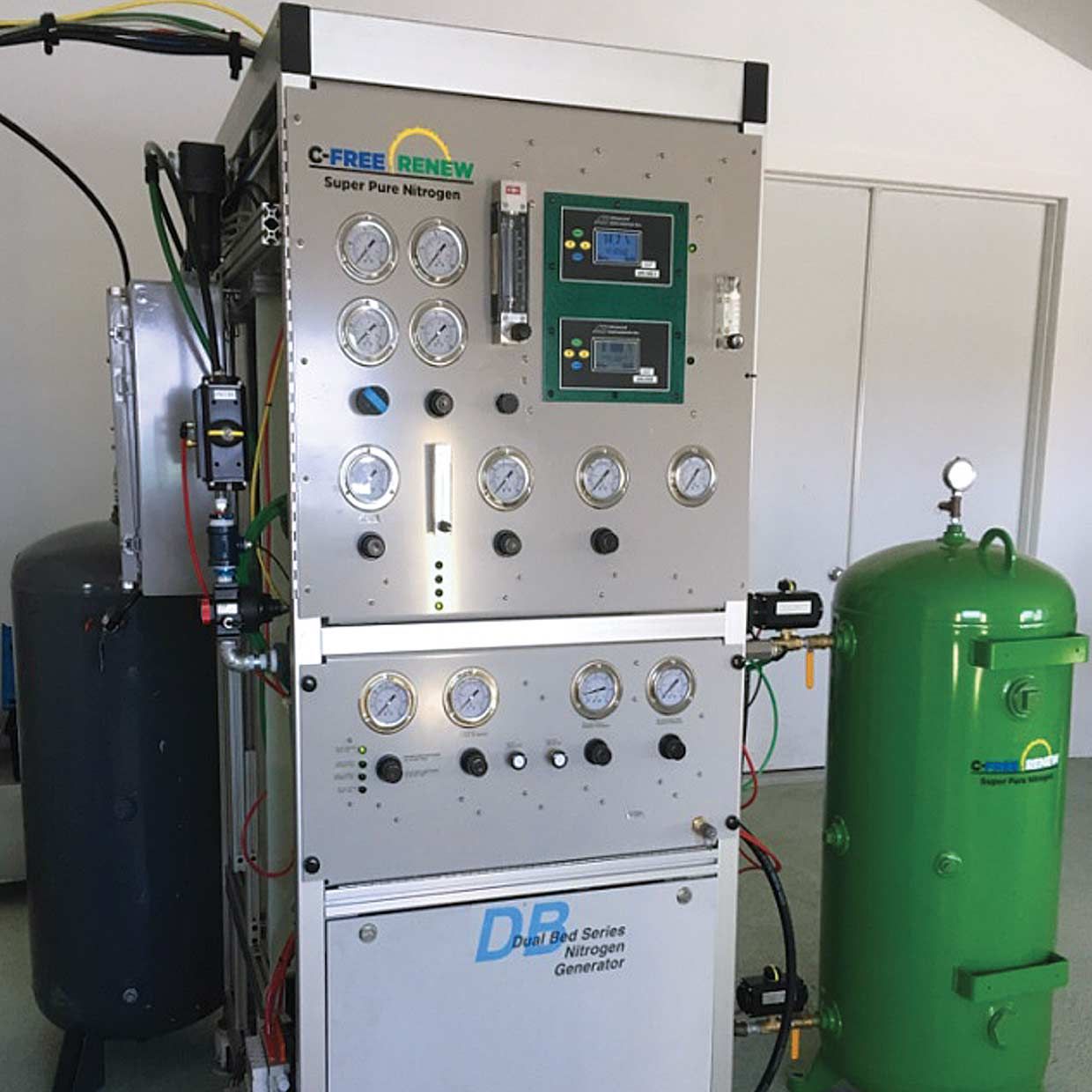 The nitrogen generator is key to reducing the amount of oxygen in the air mixture and making the nitrogen pure enough to be used for fuel.