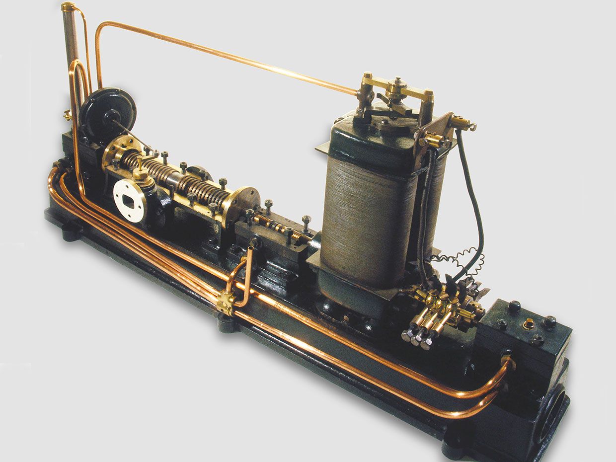 First prototype of Parsons' modern steam-turbine generation.