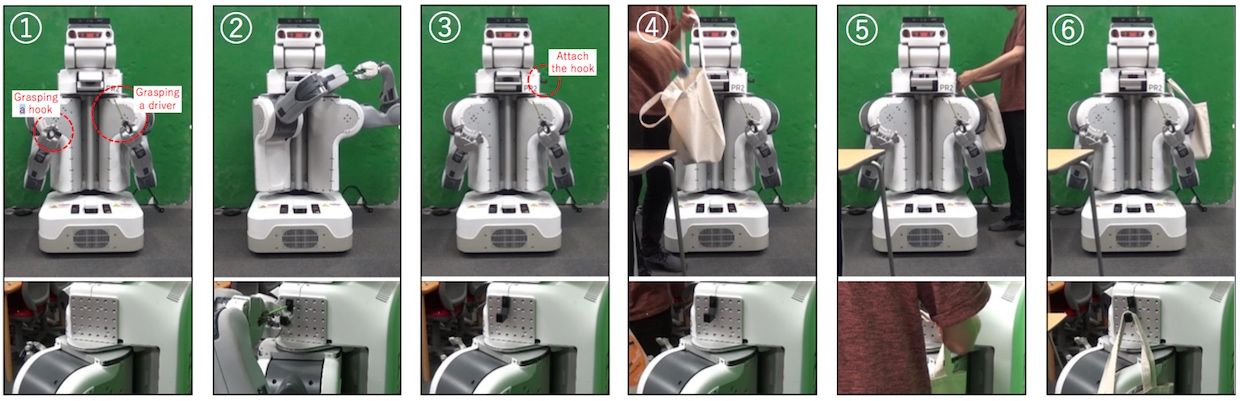 PR2 augmenting itself by adding a hook
