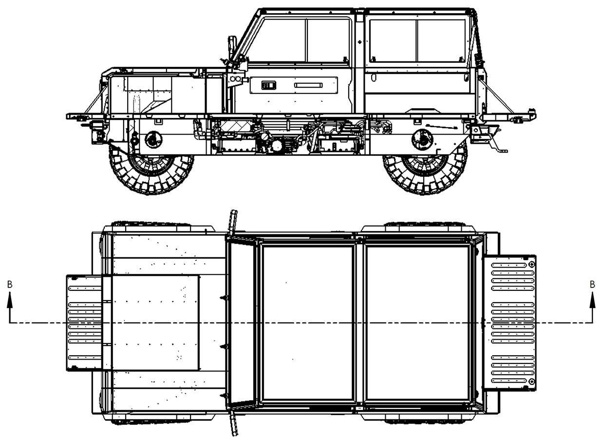 Image from the Bollinger Motors' Frunkgate and Passthrough patent
