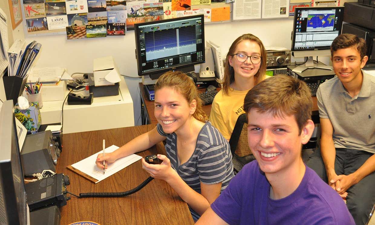members from the LASA High School Amateur Radio Club, K5LBJ, in Austin, Texas participated in School Club Roundup, and twice-yearly on-air event that encourages participation from ham radio school groups.  