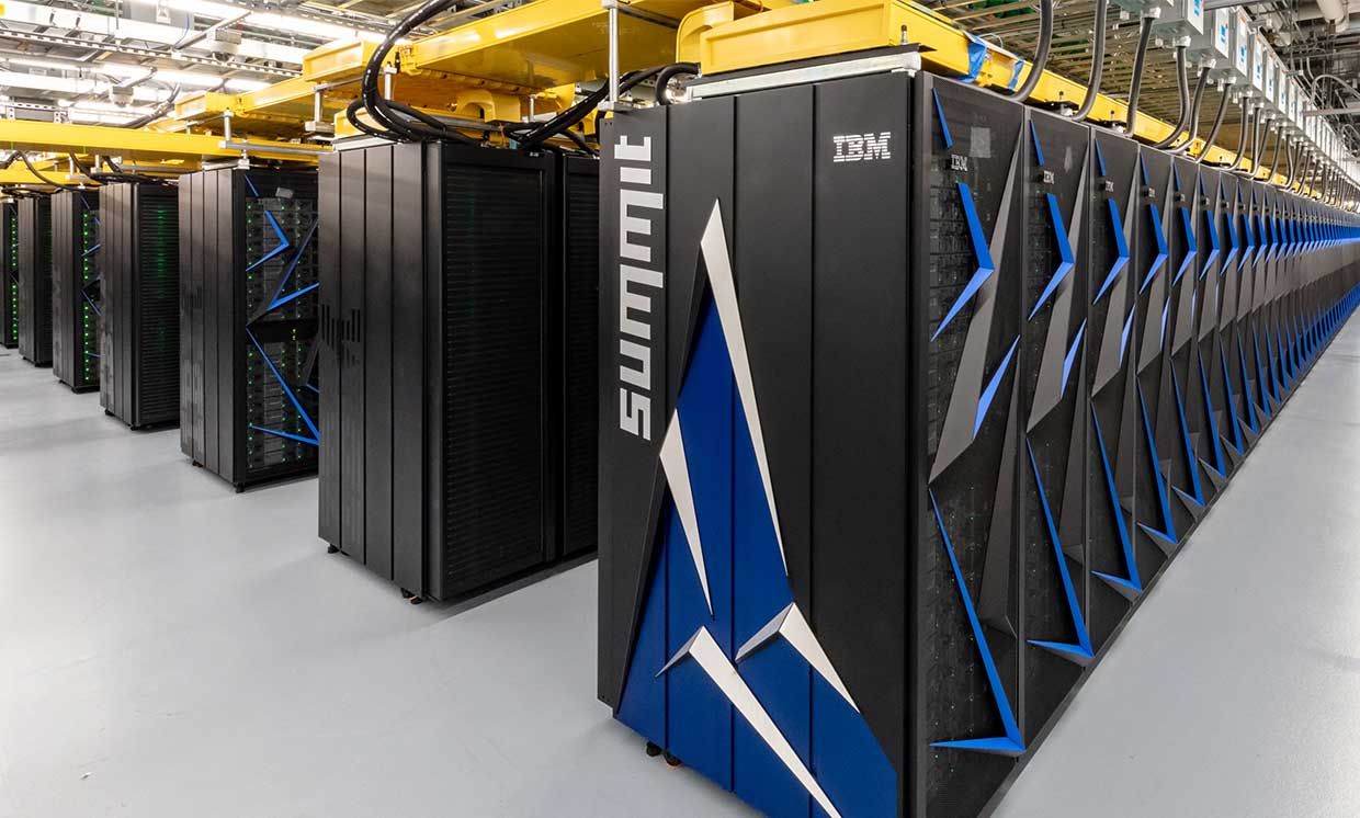 Photograph of the Summit supercomputer at Oak Ridge National Laboratory.
