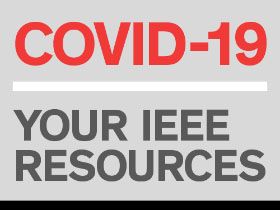 IEEE COVID-19 coverage logo, link to landing page