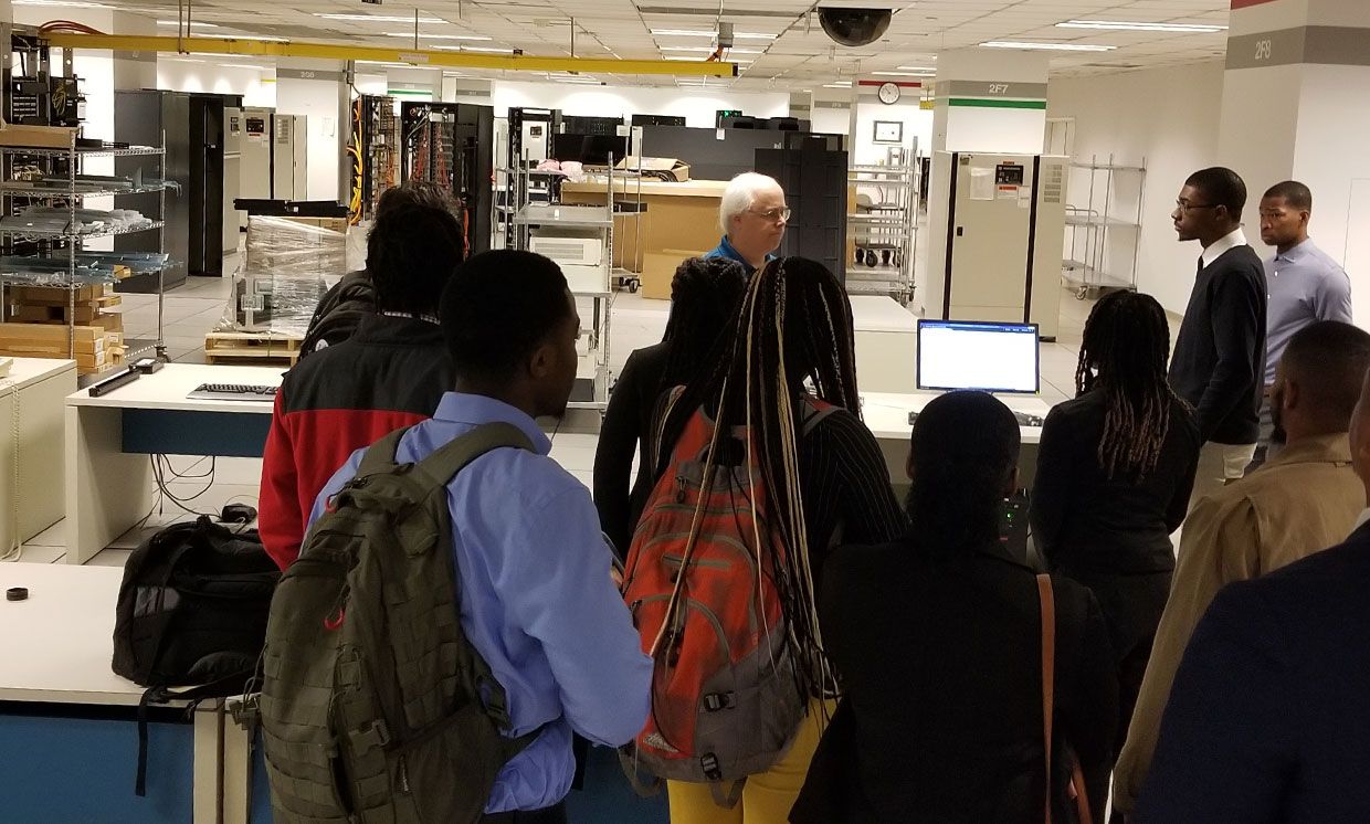 ECU students visiting a mainframe center at an IBM facility in Durham, NC.