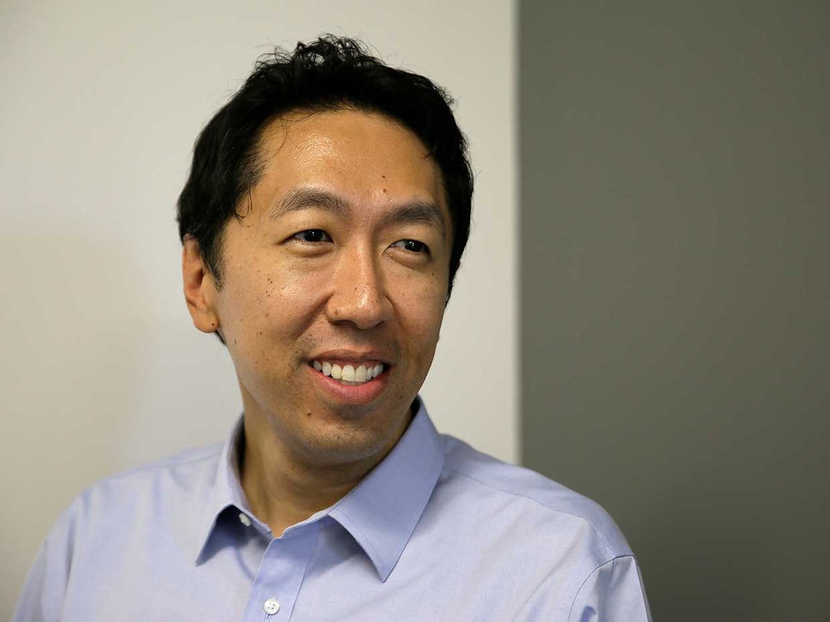 2017 photo of computer scientist Andrew Ng  at his office in Palo Alto, Calif.