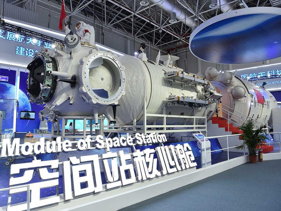 2018 photo of a full-size model of the core module of China's space station Tianhe 