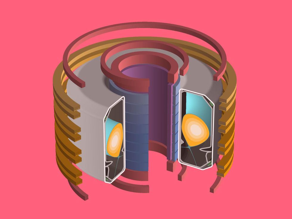 3D rendering of the Swiss Federal Institute of Technology's experimental tokamak fusion reactor