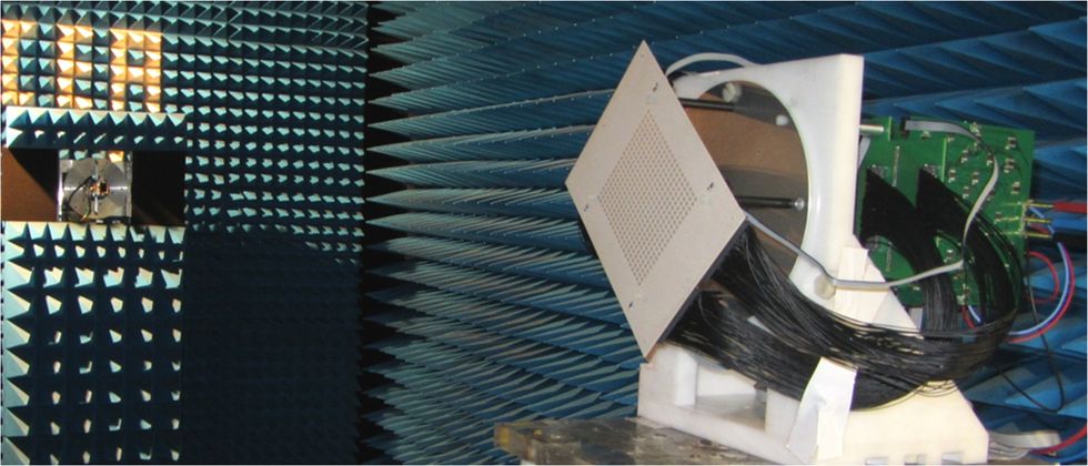 5G Champion's prototype 5G antenna uses an area of 400 electronically steerable antenna elements to track mobile users