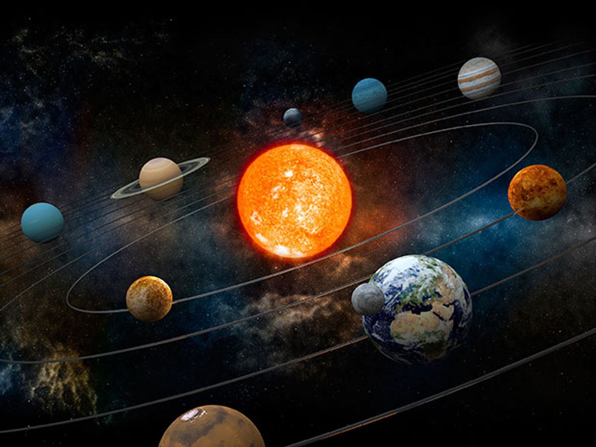 9 planets around the sun.
