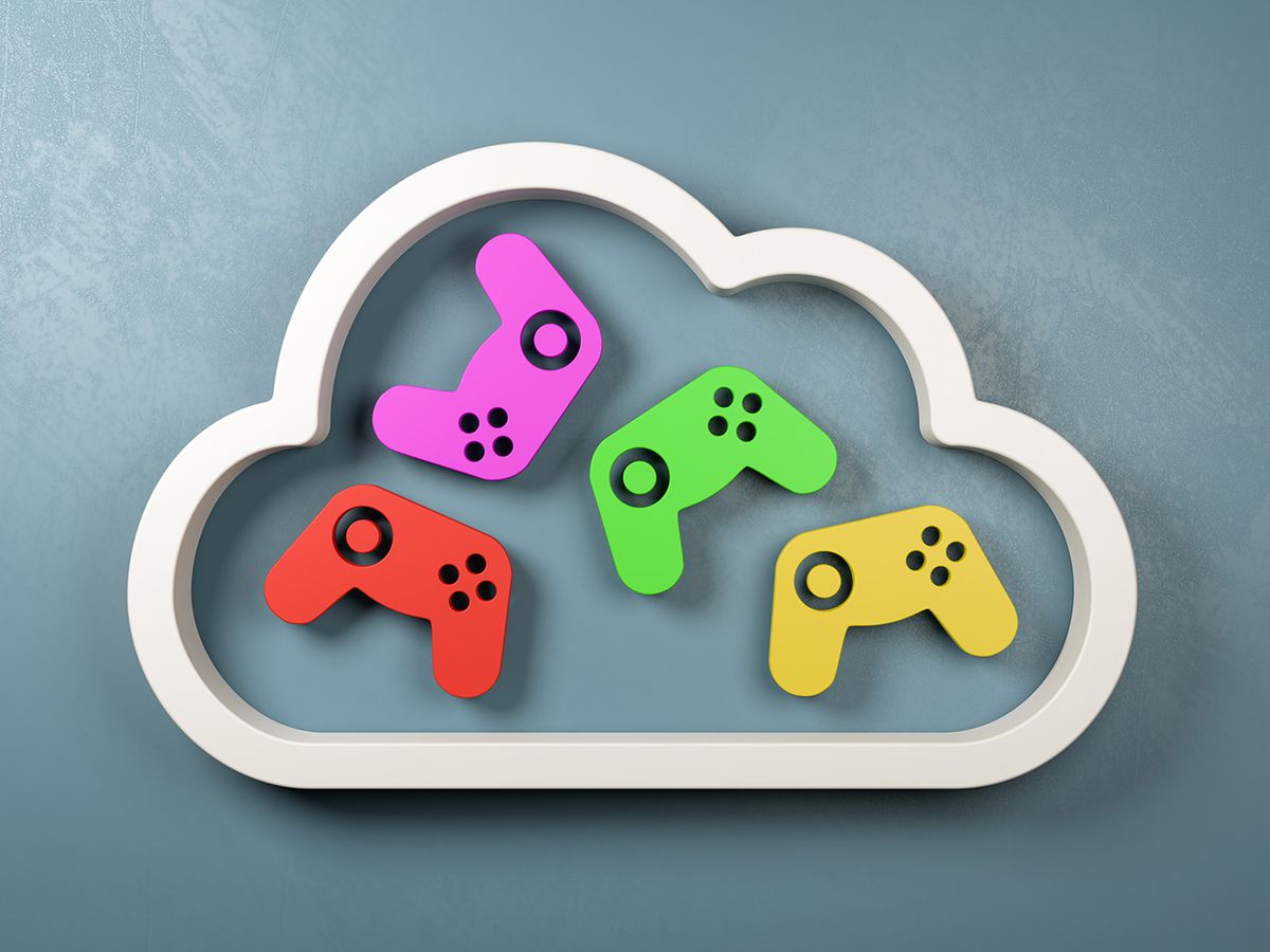 A cloud with game controllers inside.
