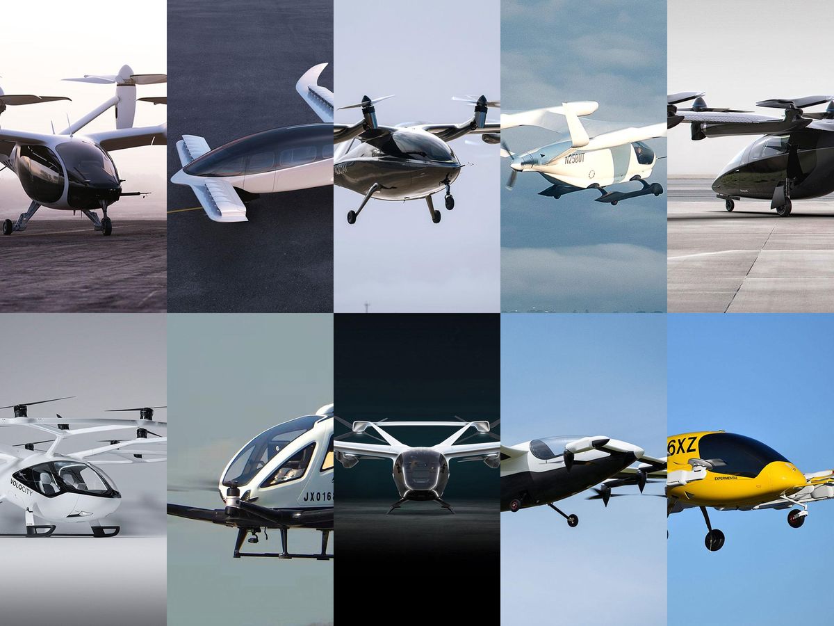 A collage of the ten eVTOL crafts that are considered to be the key players.
