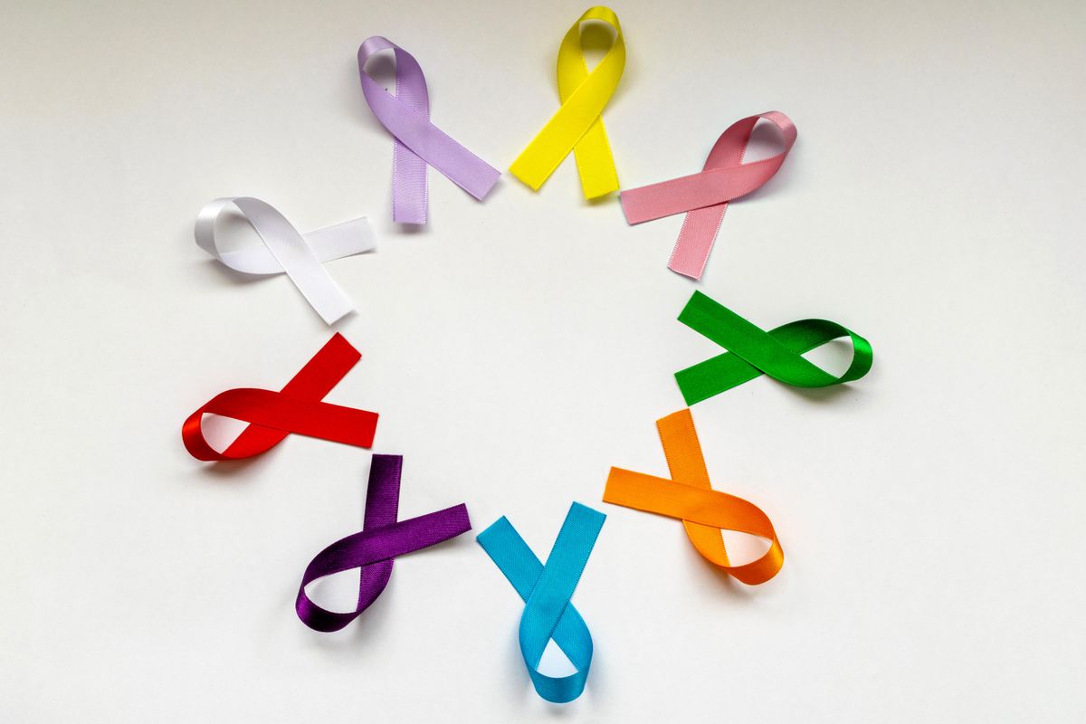A collection of colorful cancer awareness ribbons
