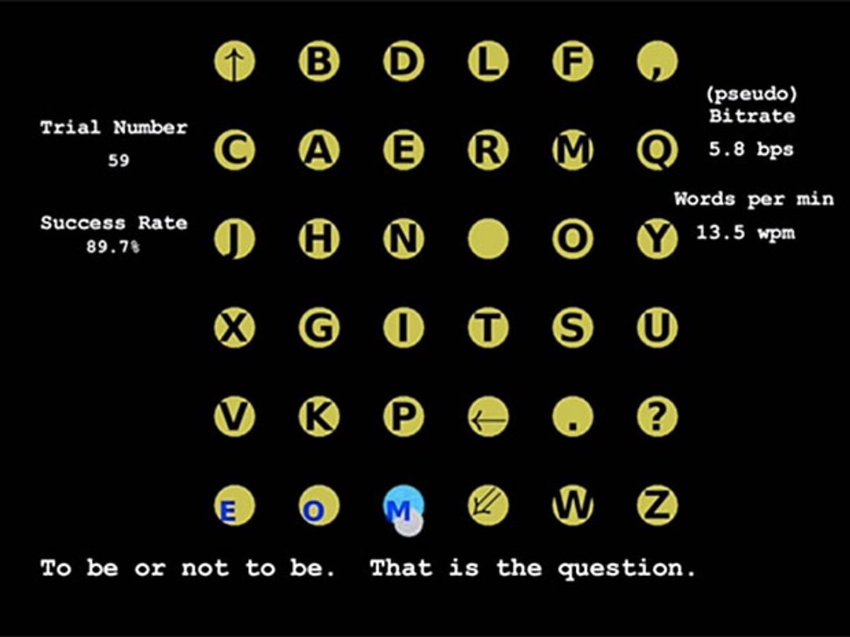 A computer screen showing a cursor that's selecting letters to type out the phrase, 'To be or not to be.'