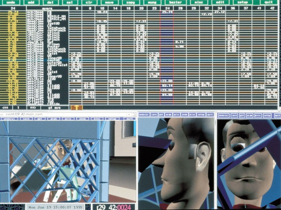 A computer screen with boxes, text and animation of person\u2019s head