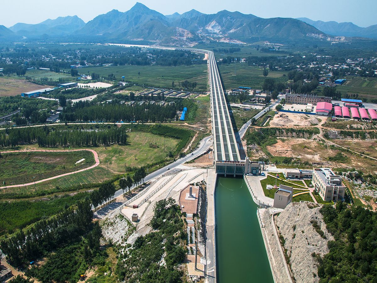 A concrete aqueduct in Mancheng, Hebei Province, China.
