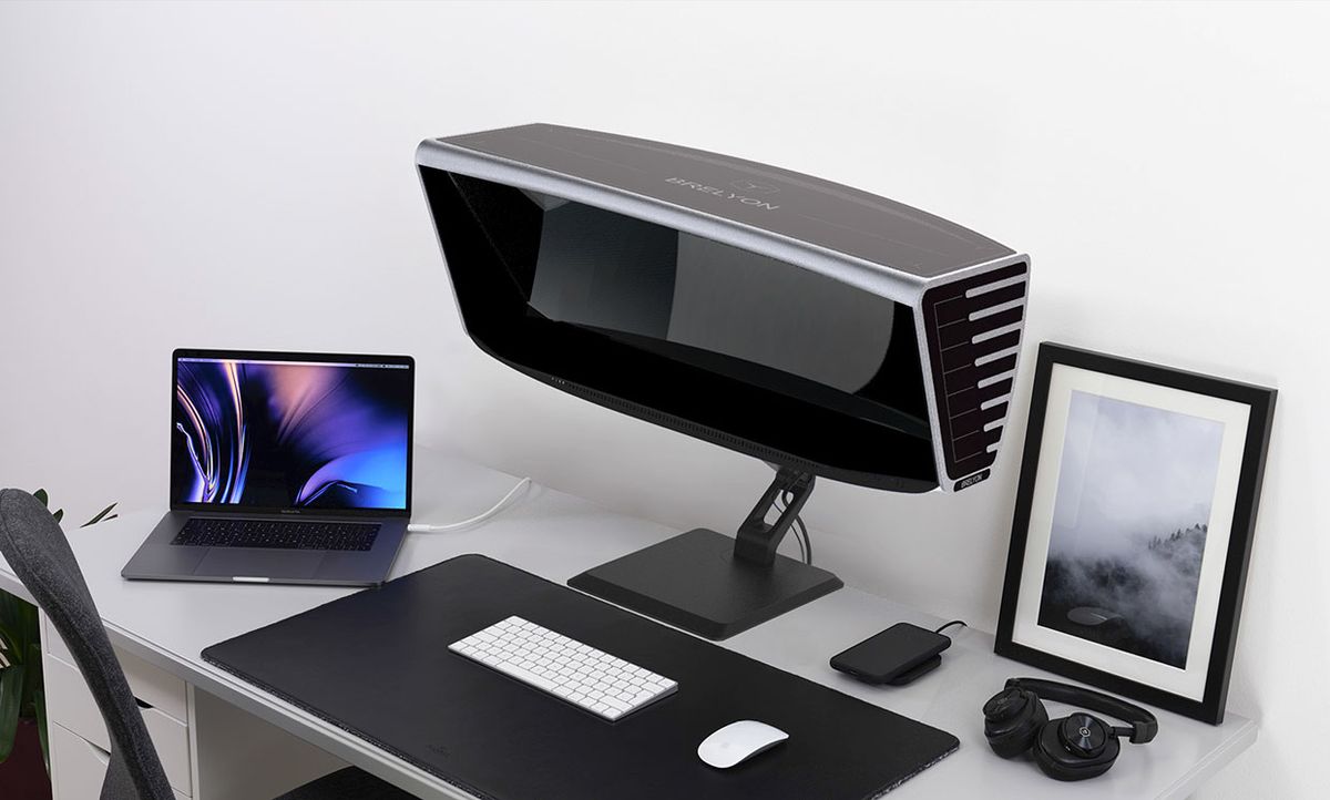 A curved immersive display creates panoramic virtual screens