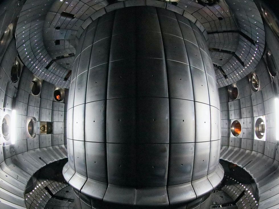 A interior look of a tokamak fusion reactor.