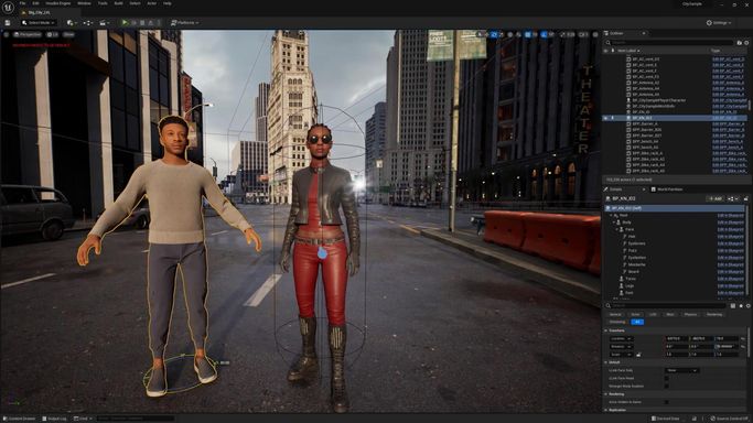 A MetaHuman character imported into an Unreal Engine project. 
