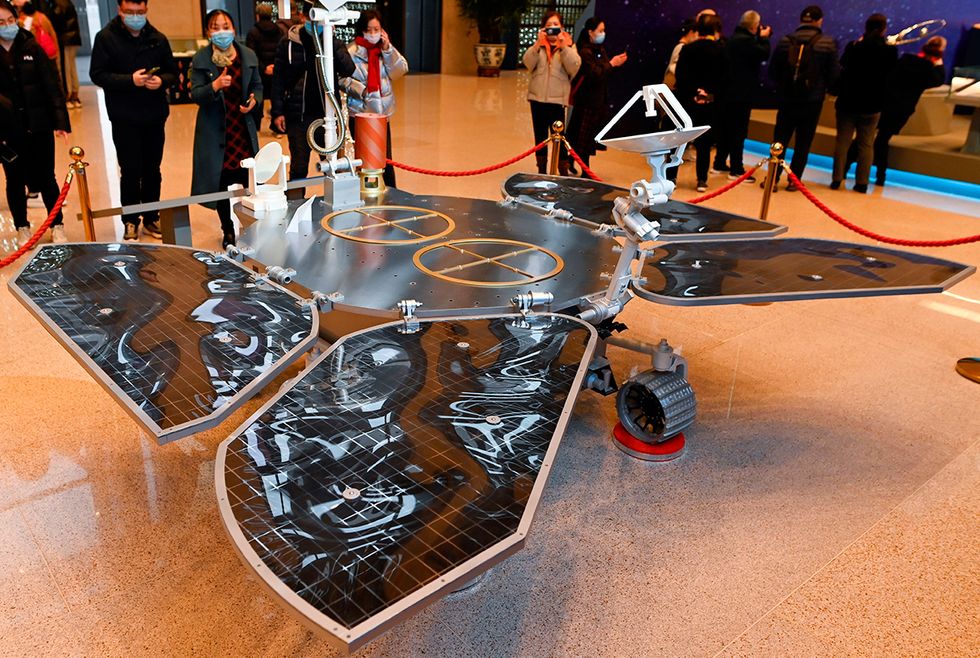 A model of the Tianwen-1 Mars rover is displayed during an exhibition at the National Museum of China in Beijing on March 4, 2021.