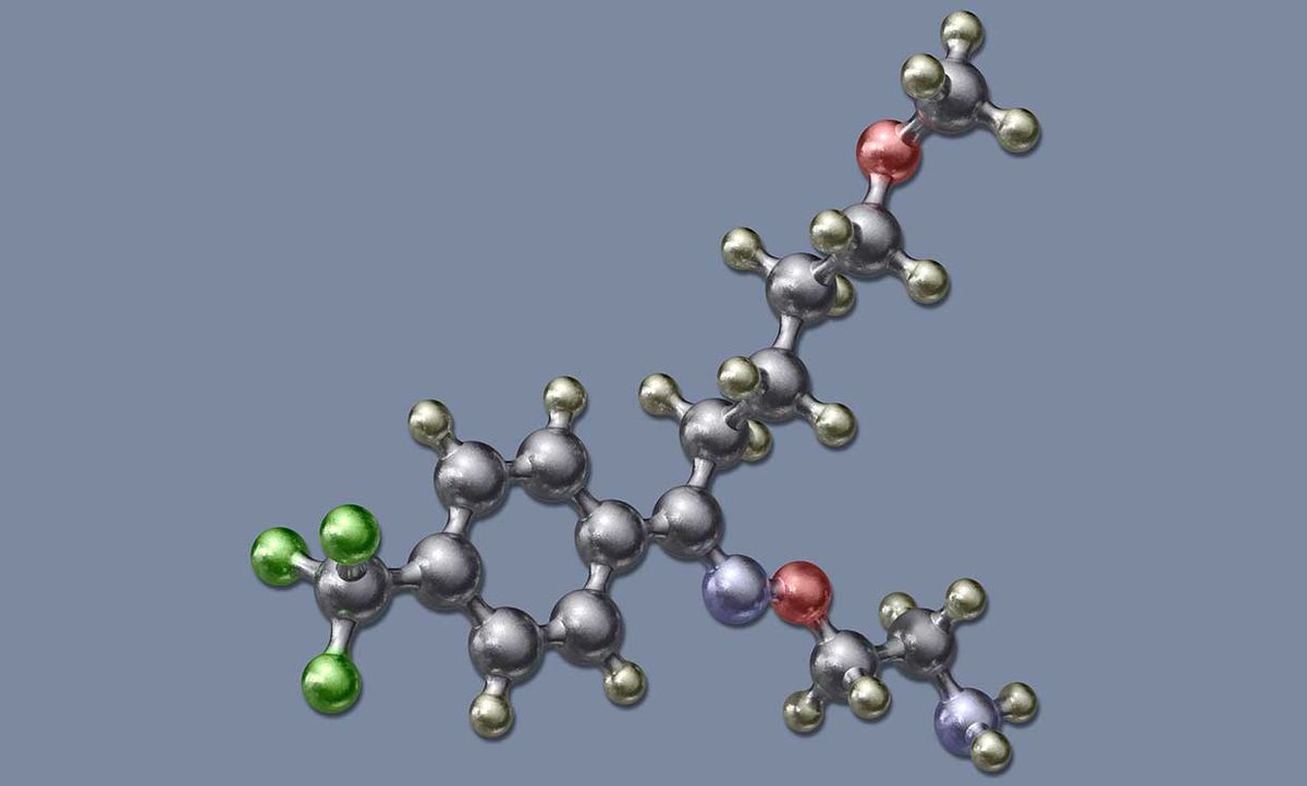 A molecular model of Fluvoxamine, also known as Luvox