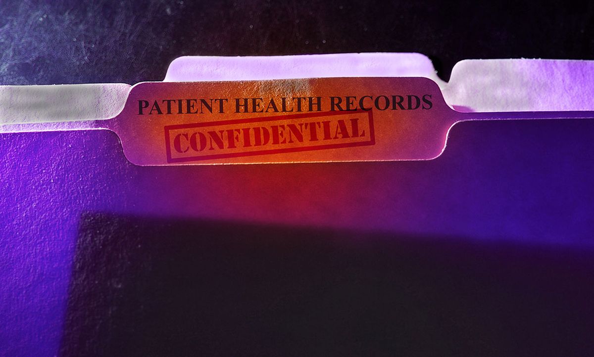 A patients confidential medical record