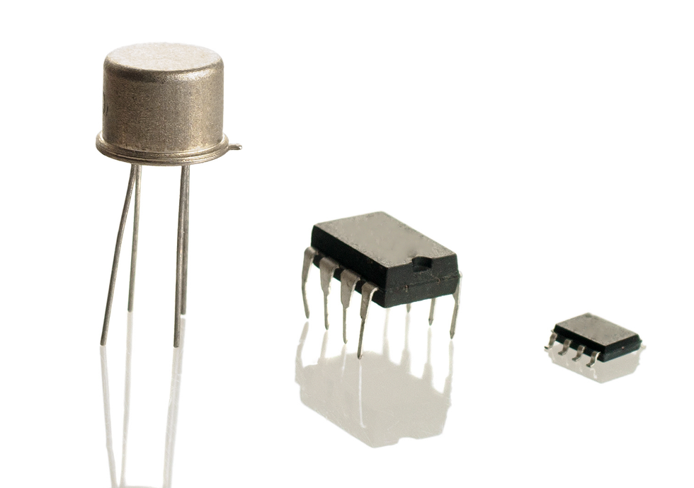 a photo of 3 different transistors