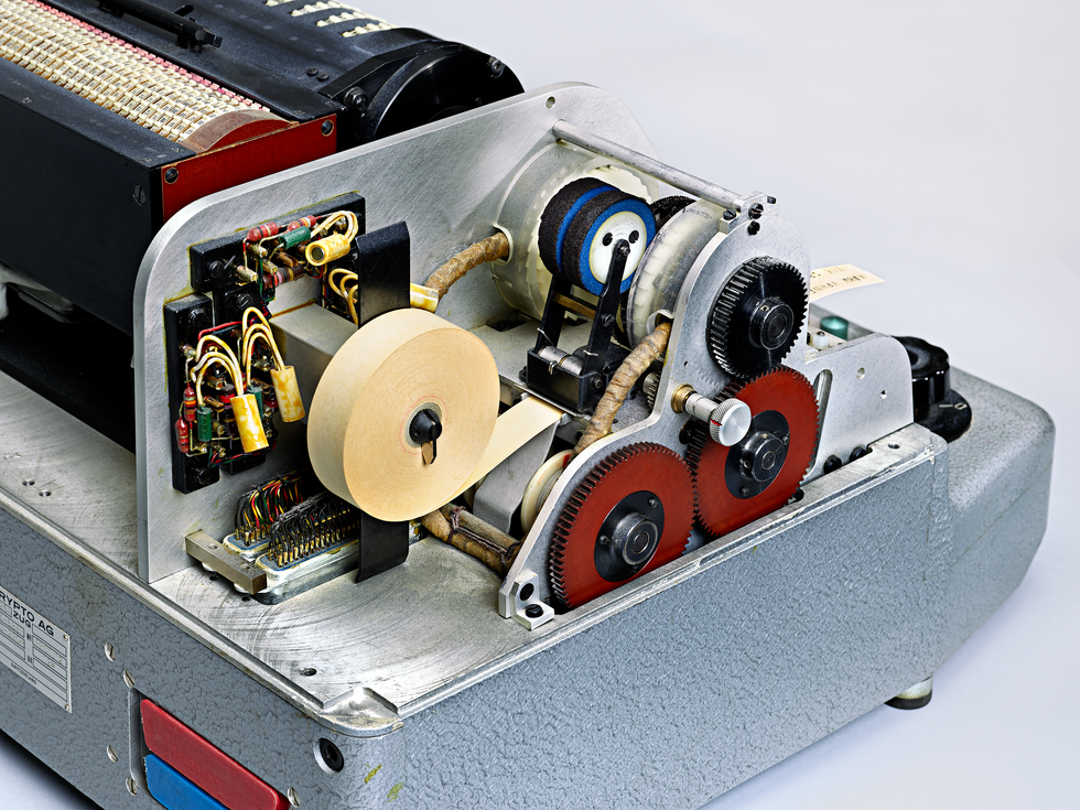 A photo of the paper tape inside the HX-63 machine.