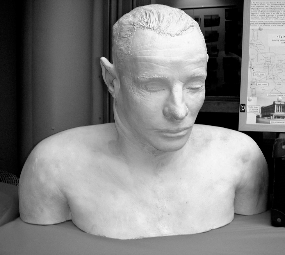 A plaster cast of a person