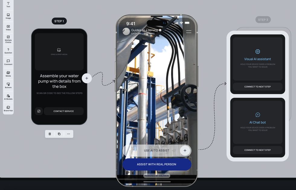 A screenshot showing a multistep process of using the phone to get AI assistance on something in the camera frame.