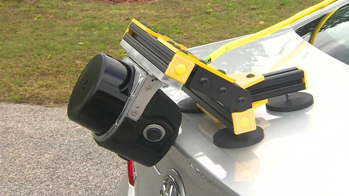 A SICK lidar attached to the back of a car