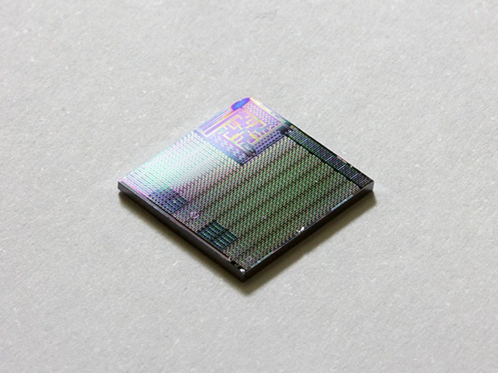 A silicon chip with self-healing DRAM and logic.