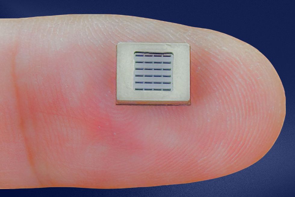 A tiny chip on a finger