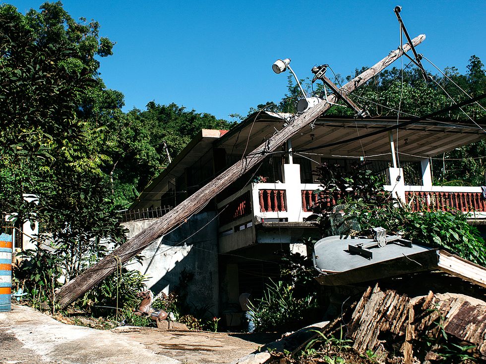 A toppled power pole in Maricao.