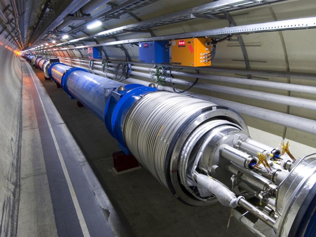 A tube in a tunnel at the Large Hadron Collider.