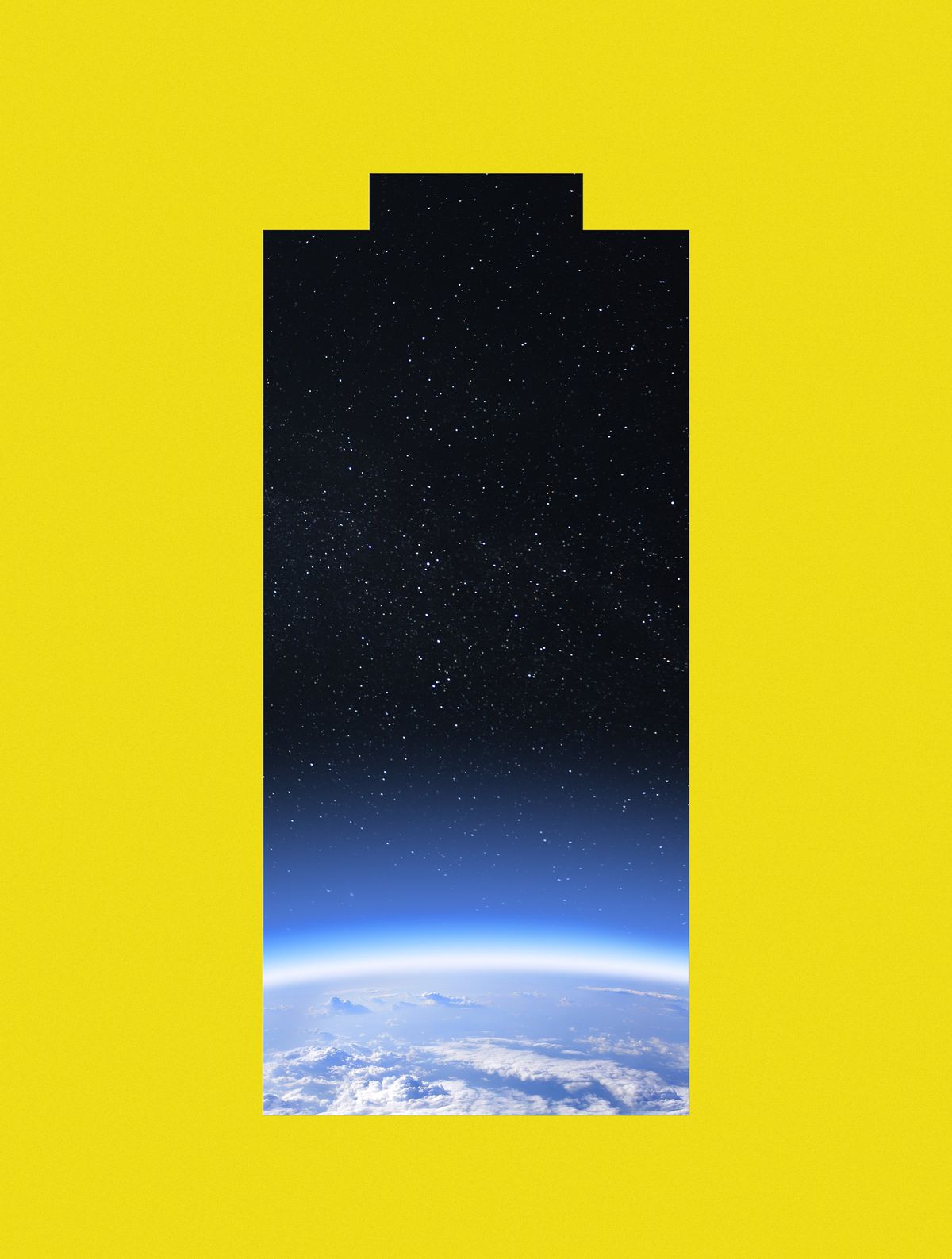 A view of the earth of through an icon of a battery