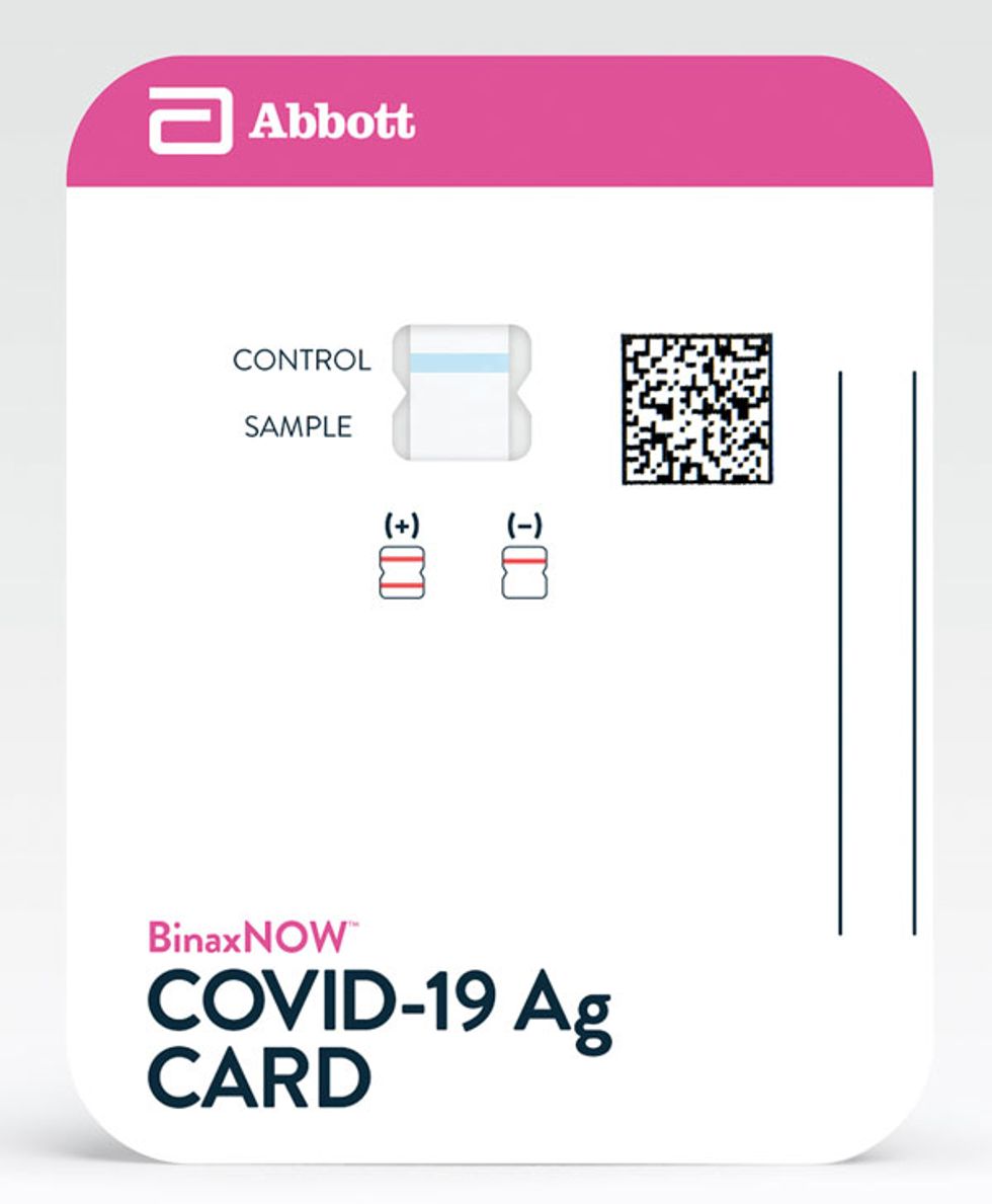 Abbott Laboratories\u2019 new antigen-based test is performed on a card that\u2019s about the size of a credit card 