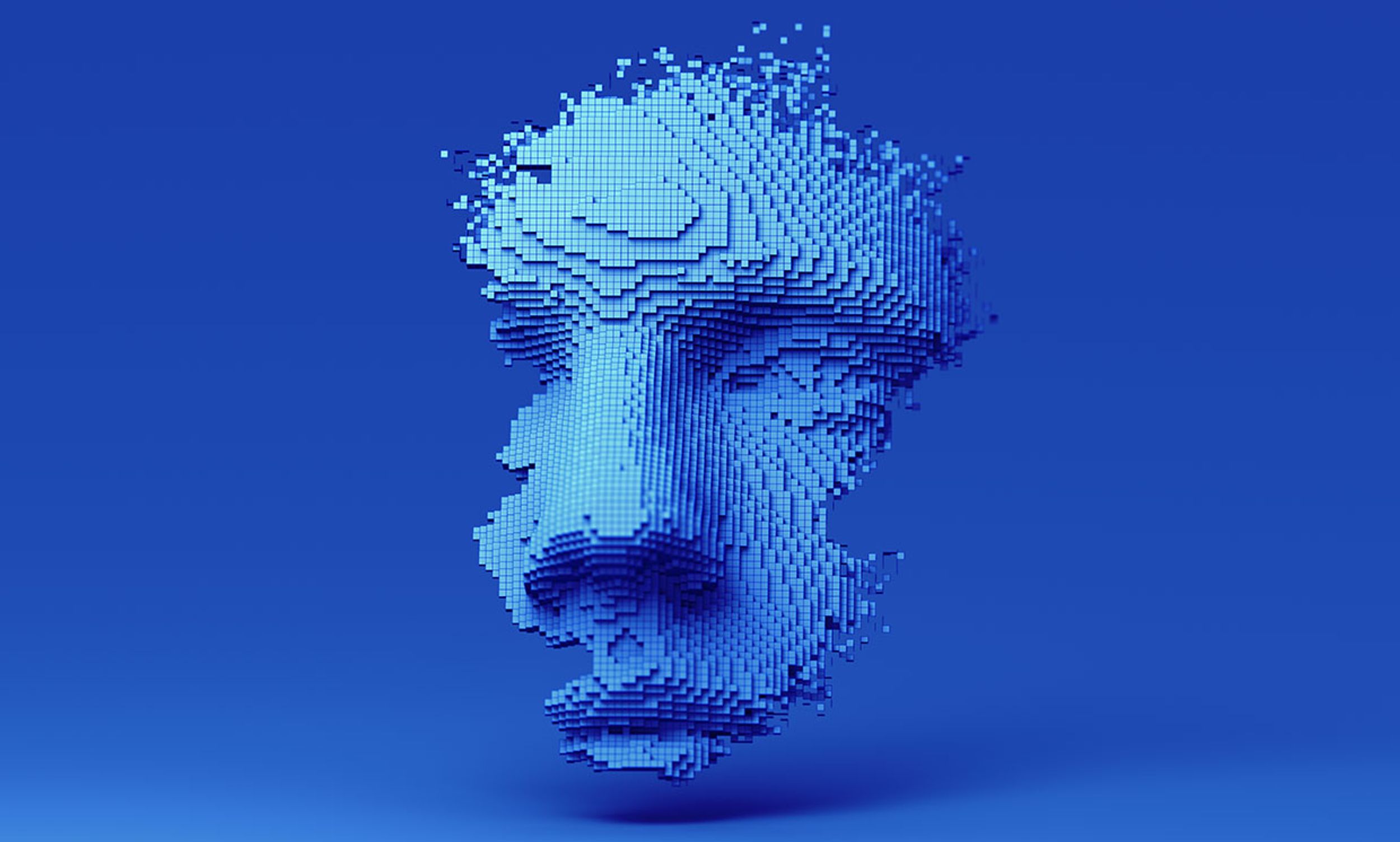 Abstract 3D Rendered Human Face Constructed of Cubes