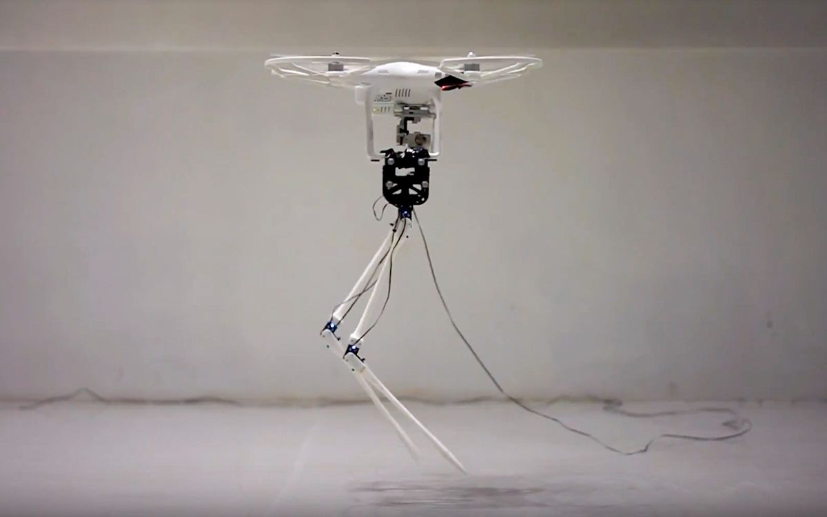 Aerial Biped robot is a quadrotor with legs